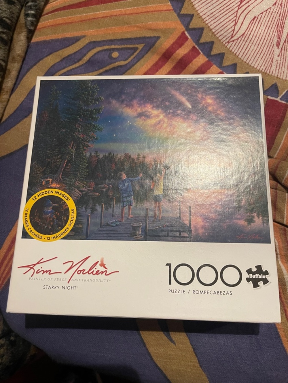 Buffalo Puzzle - Blue, Purple, Pink Starry Night Scene